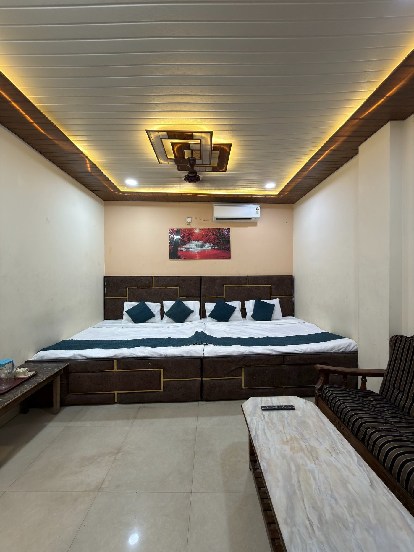 Tidy guest room ready for pilgrims and families